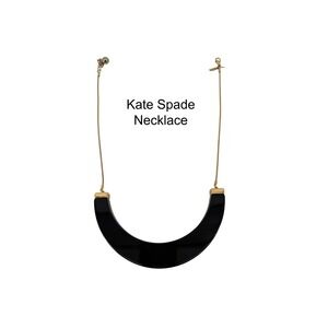 Kate Spade New York Black Resin Crescent Gold Snake Chain Statement Necklace